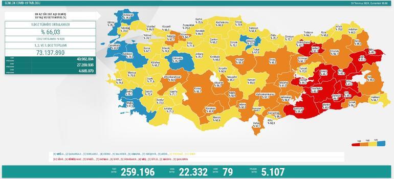 Türkiye'nin 01 Ağustos 2021 güncel koronavirüs tablosu