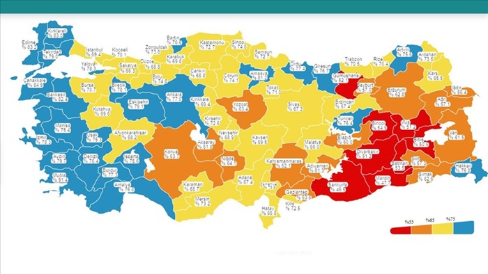 Aşılama haritasında batı illeri 'maviye' büründü