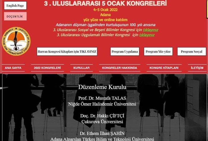 “Adana’nın düşman işgalinden kurtuluşunun 100.yılı anısına 3. Uluslararası 5 Ocak Kongreleri..”