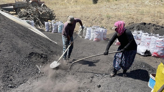 Mangal kömürü işçileri, bunaltıcı sıcaklarda üretime devam ediyor