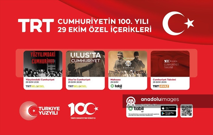 TRT'den Cumhuriyet'in 100. yılına özel içerikler