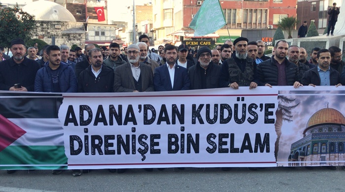 İsrail'in Gazze'ye saldırıları Adana'da protesto edildi