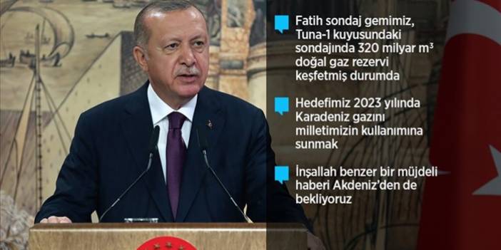 Cumhurbaşkanı Erdoğan: Türkiye, tarihinin en büyük doğal gaz keşfini Karadeniz’de gerçekleştirdi