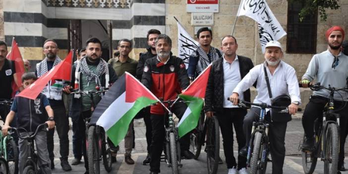Adana'da Filistin'e destek için bisiklet turu düzenlendi