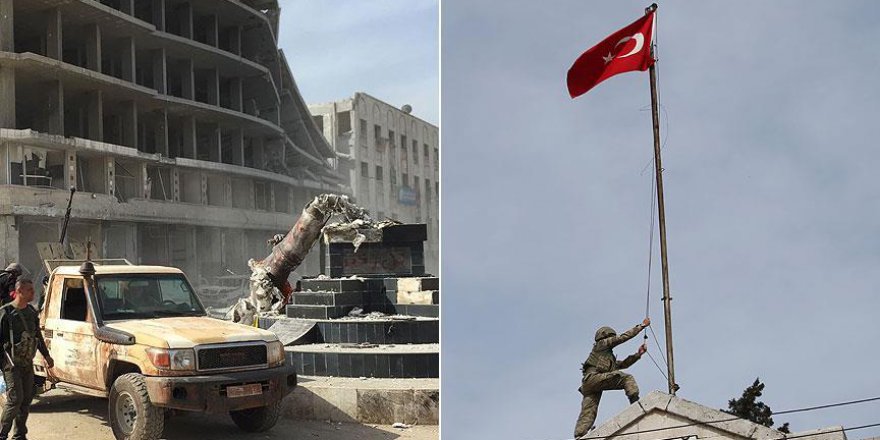 Türk askeri, Afrin ilçe merkezine Türk bayrağı çekti